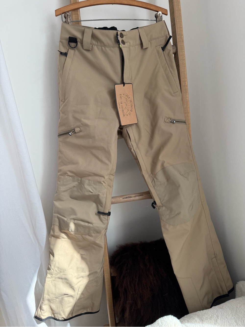 Saga Outerwear Women's Cargo Snow Pants in Khaki - Insulated Outdoor Utility